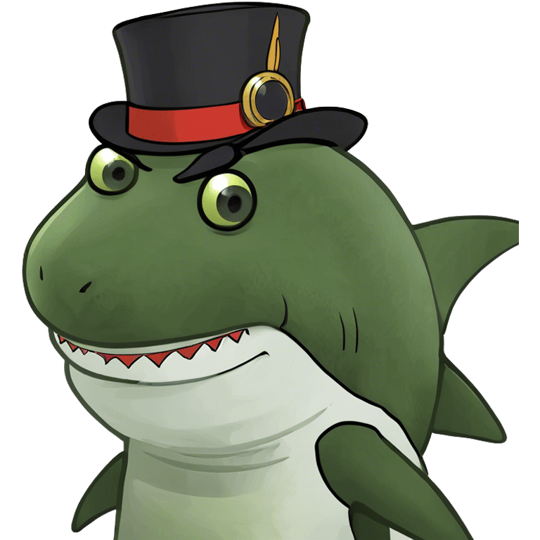 Shark with a top hat emoji