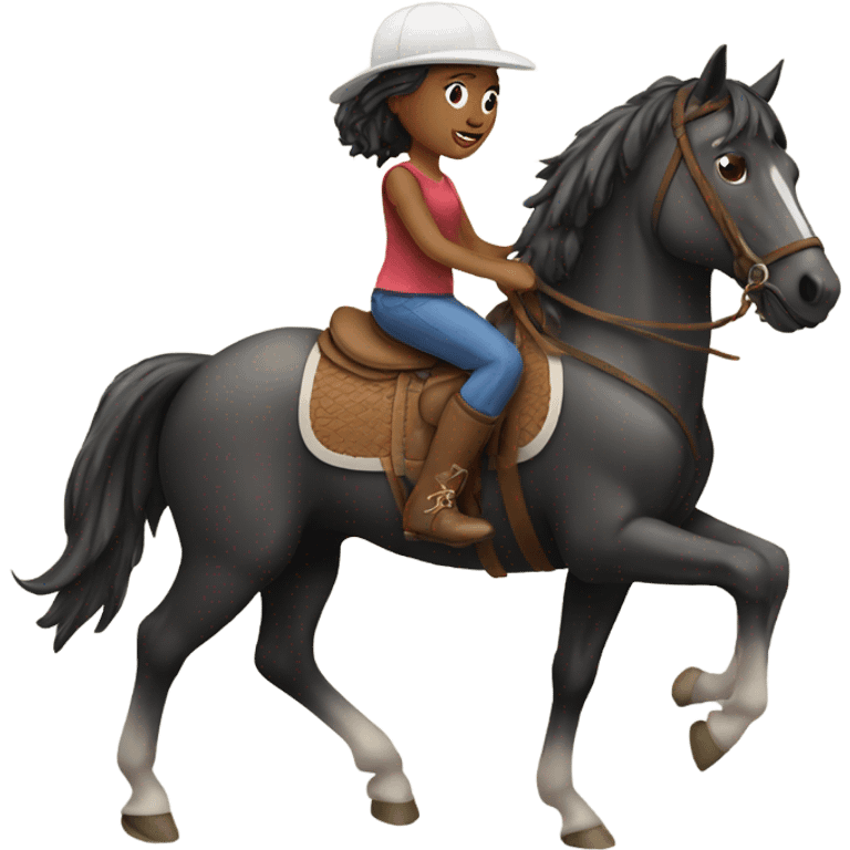 A girl riding a horse emoji