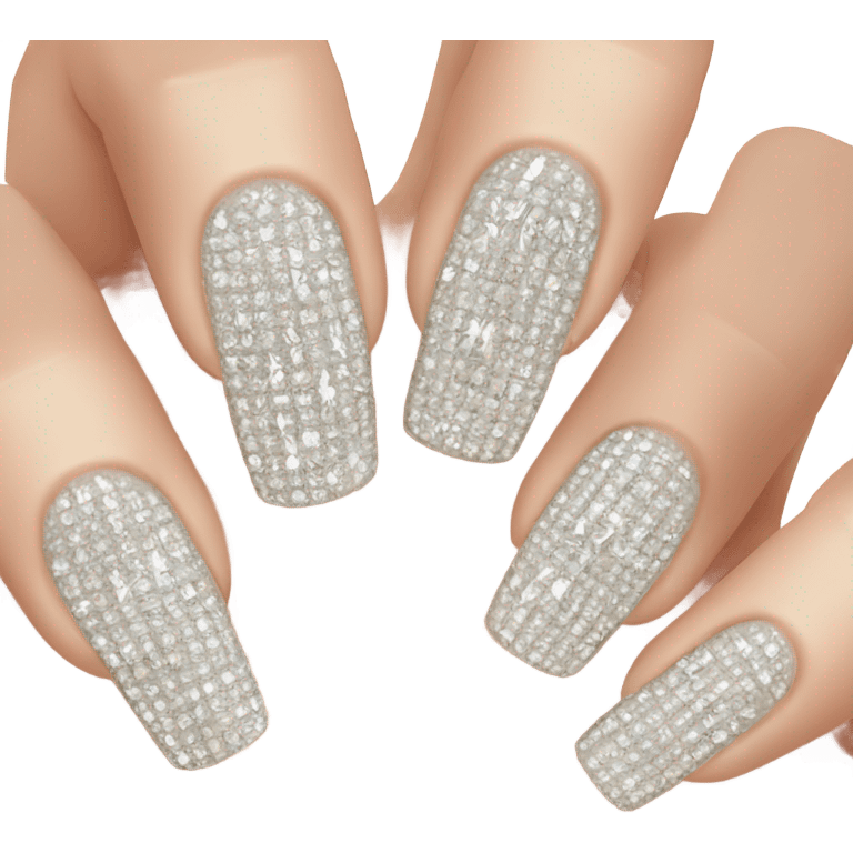 Hand with long acrylic nails with diamonds emoji