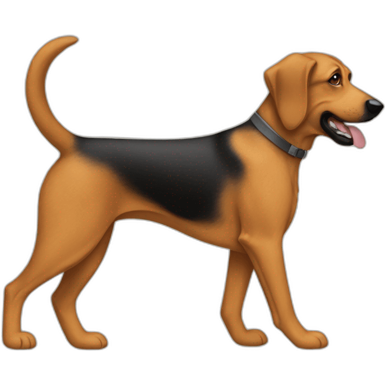 coonhound and German shepherd mix dog walking emoji