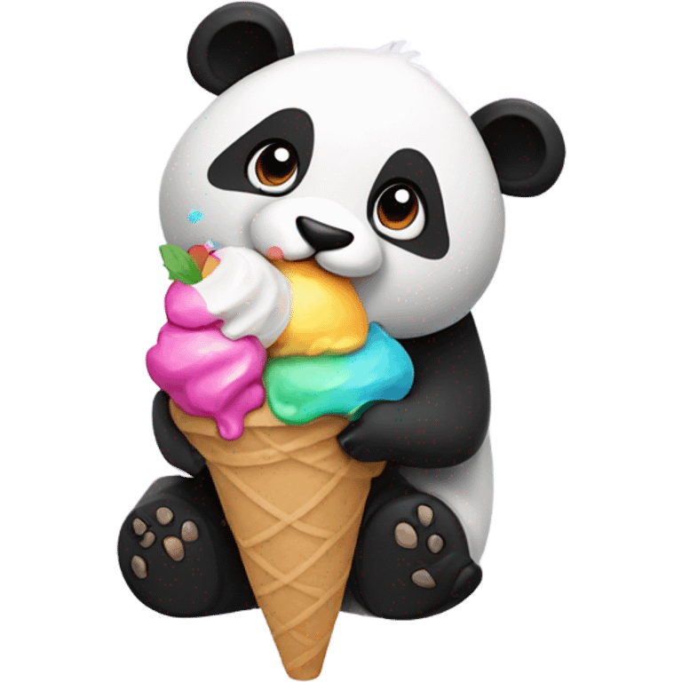 Panda eating ice cream emoji