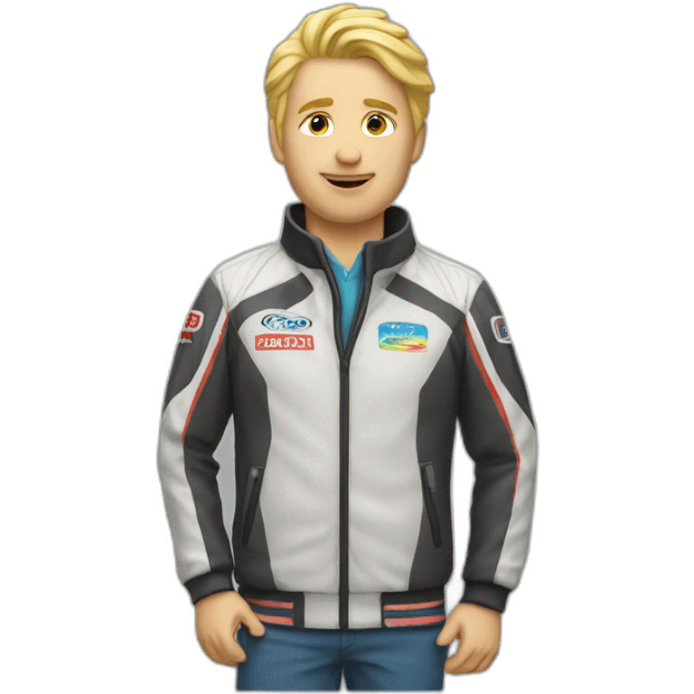 blond men with racing jacket emoji