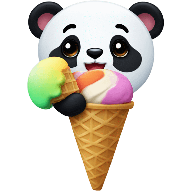 Panda eating ice cream emoji