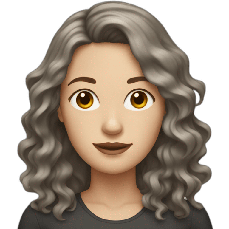 white woman with wavy dark brown hair emoji