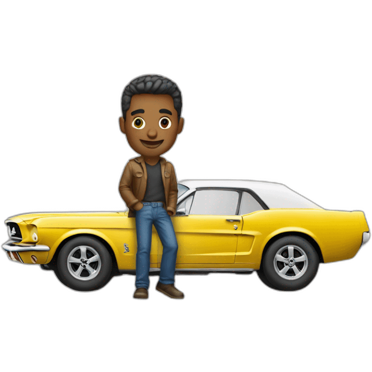 a man posing the mustang car emoji