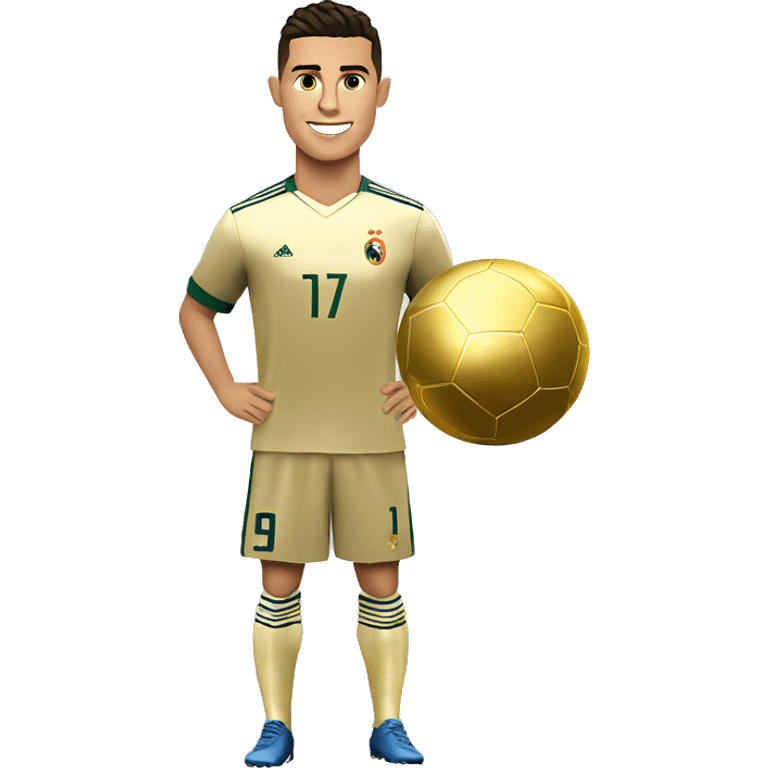 Cristiano Ronaldo con su balon de oro emoji