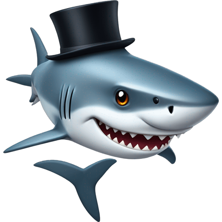 Shark with a top hat emoji