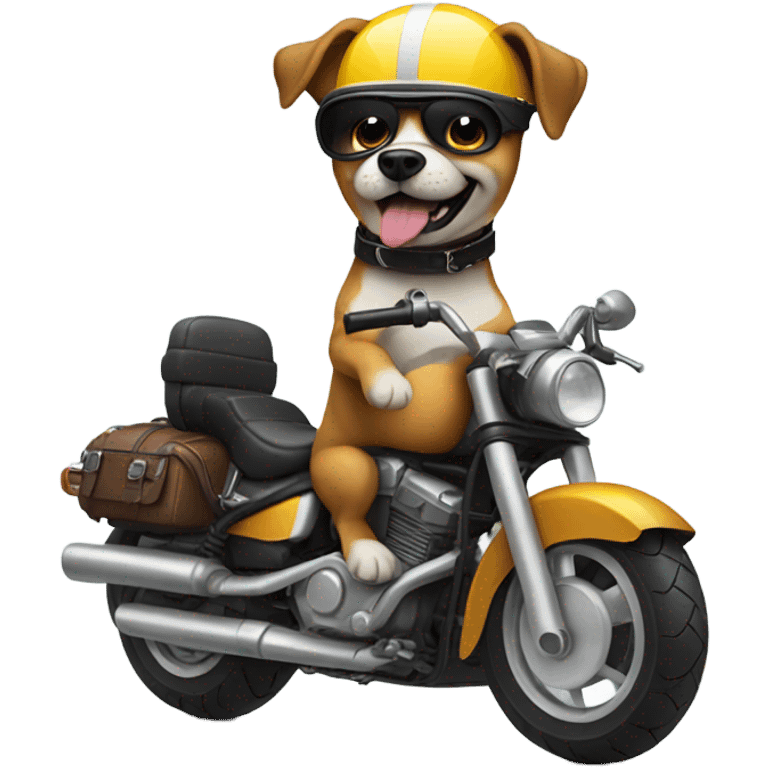 Dog with a mustache driving a motorcycle  emoji