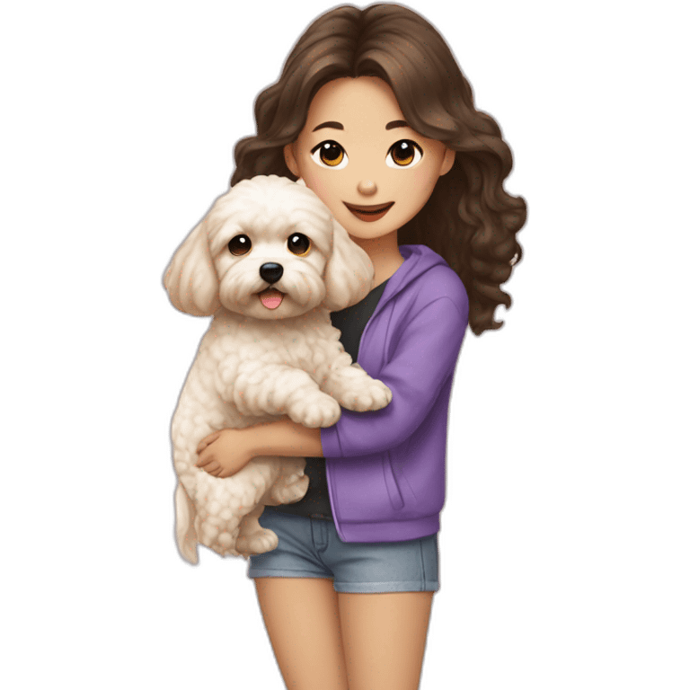 girl asian with golden maltipoo emoji