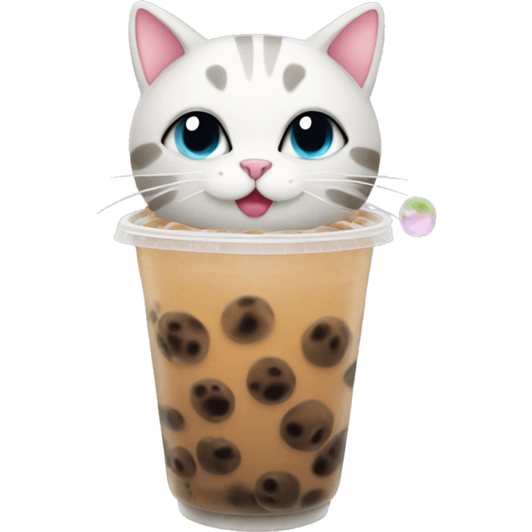 cat with bubble tea emoji