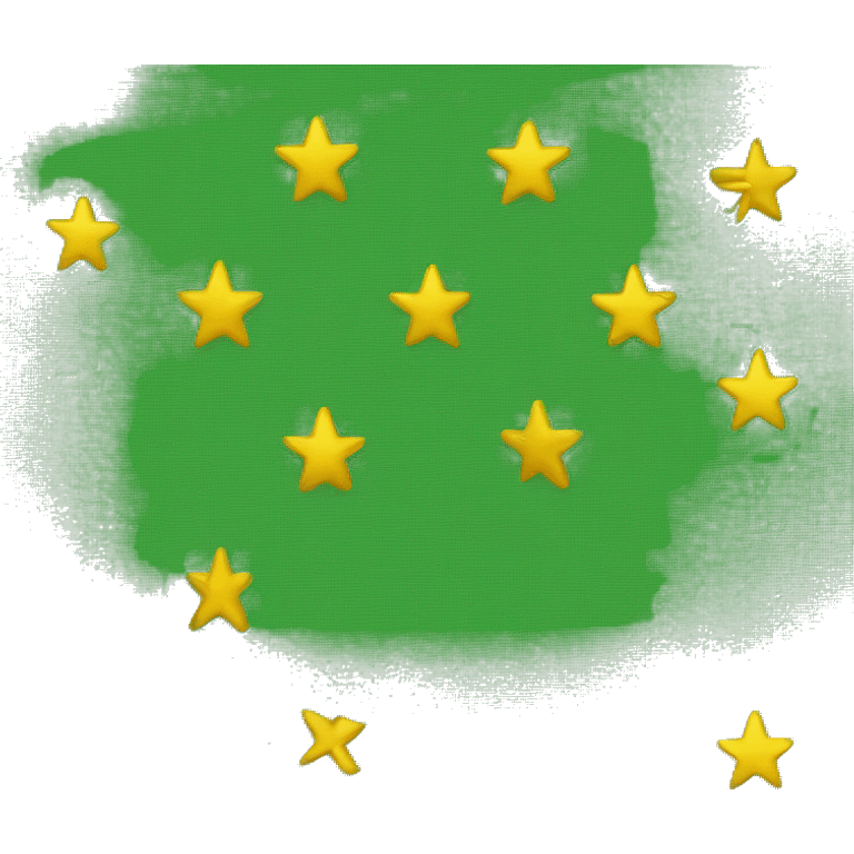 a rectangular green cloth with twelve golden stars and three golden crossed arrows pointing upwards. emoji