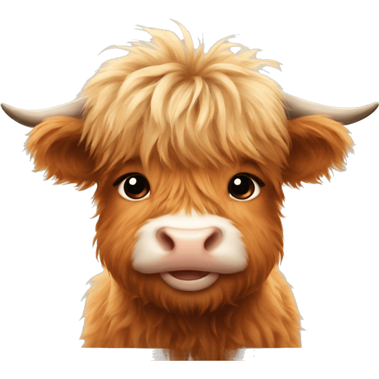 Cute Fluffy Highland cow baby emoji