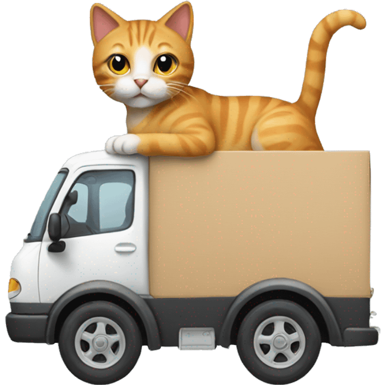 cat driving a moving van emoji