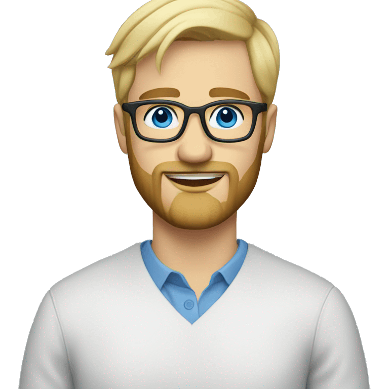 Blonde guy with glasses and beard and blue eyes in love  emoji