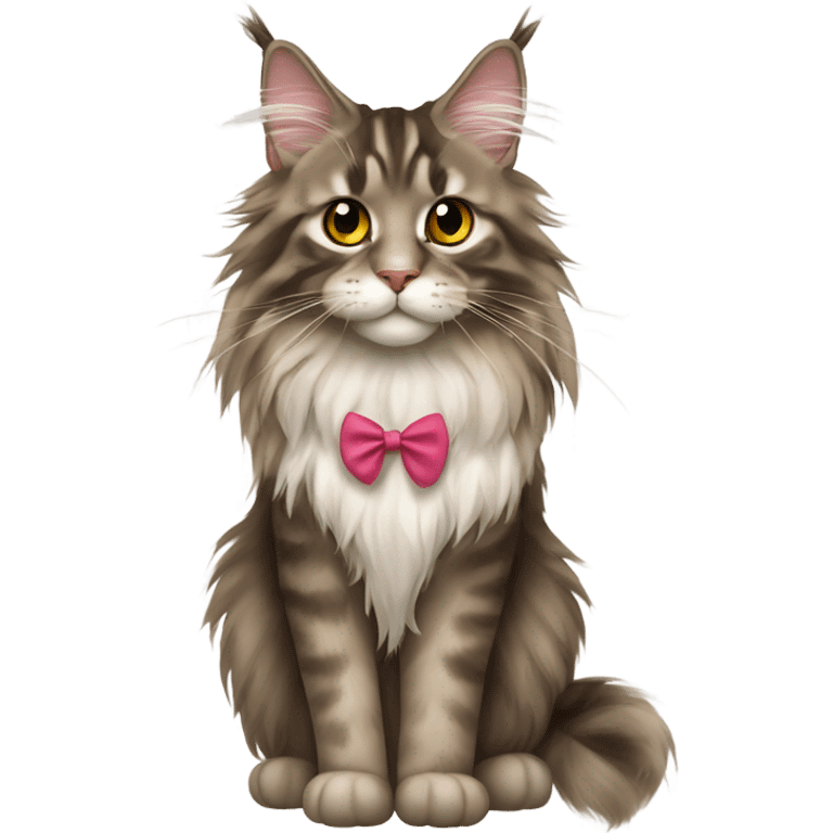 Maine Coon girl with bow emoji