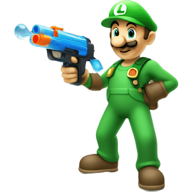 Luigi holding a water gun emoji