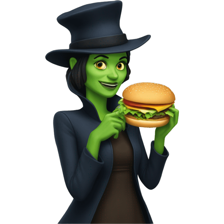 elphaba eating a burger emoji