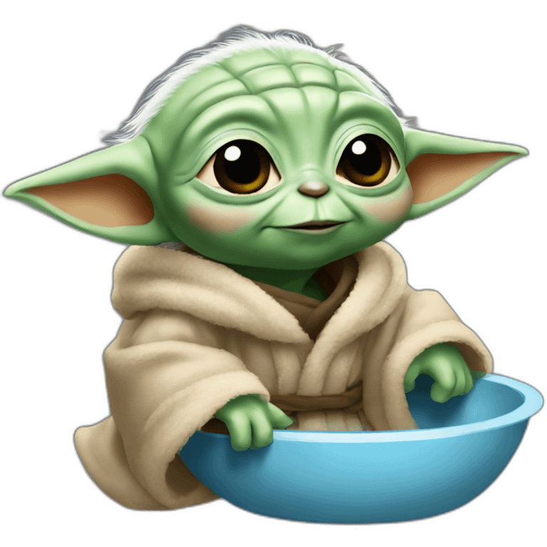 baby yoda abraçando um filhote de macaco e sorrindo emoji