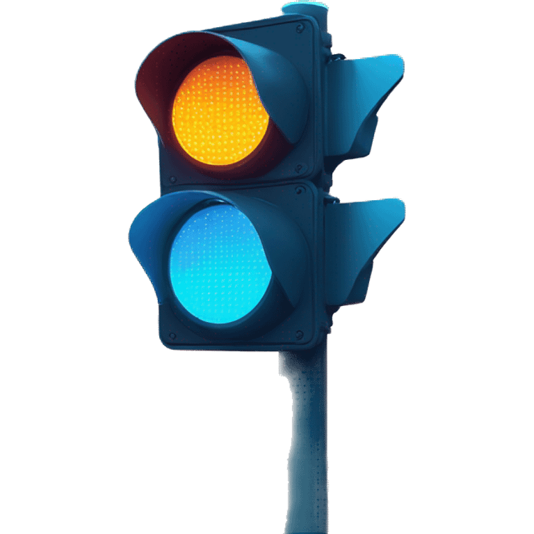 futuristic traffic light blue neon smart sensors emoji