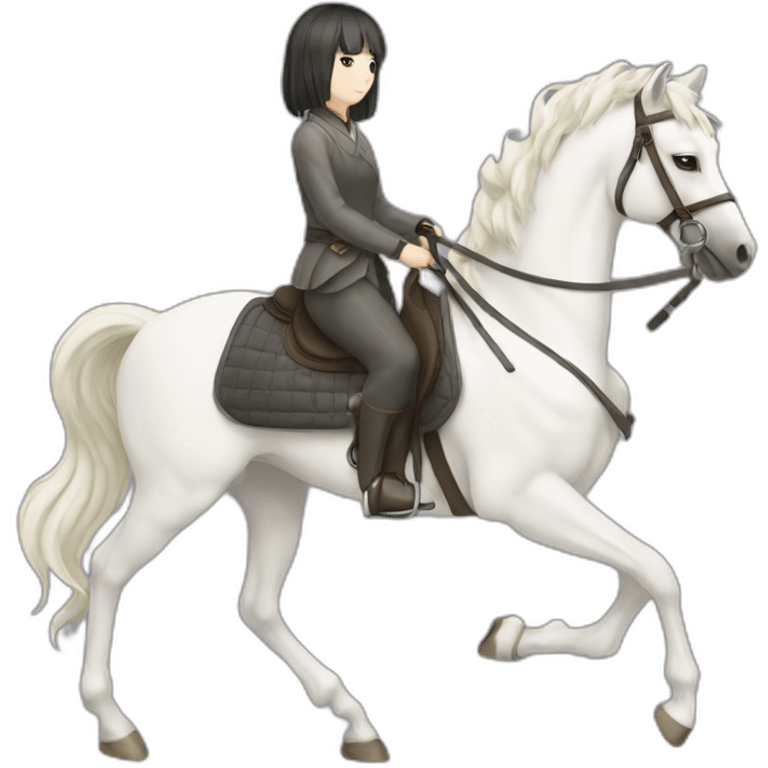 white-hourse-with-rider—japanese-girl emoji