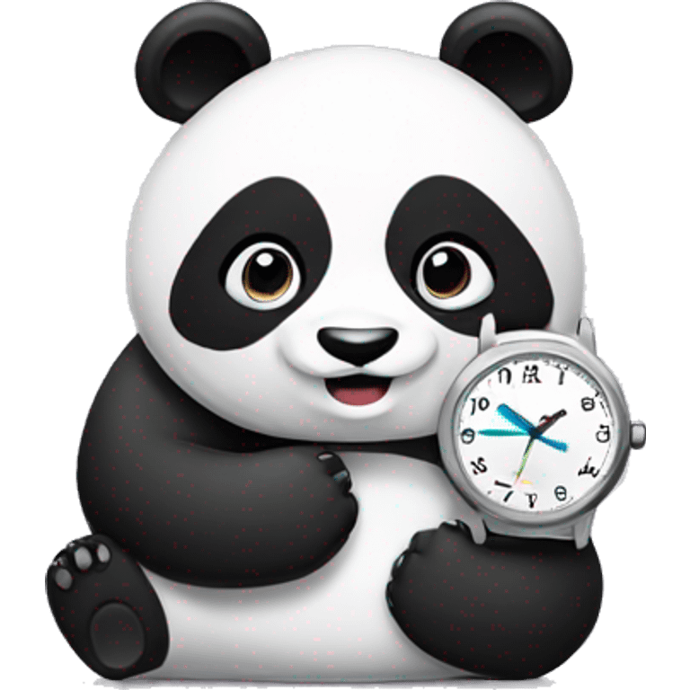 panda with watch emoji