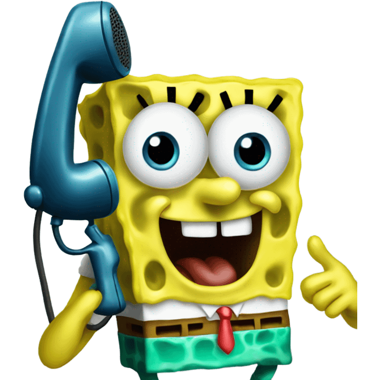 Spongebob calling on phone emoji