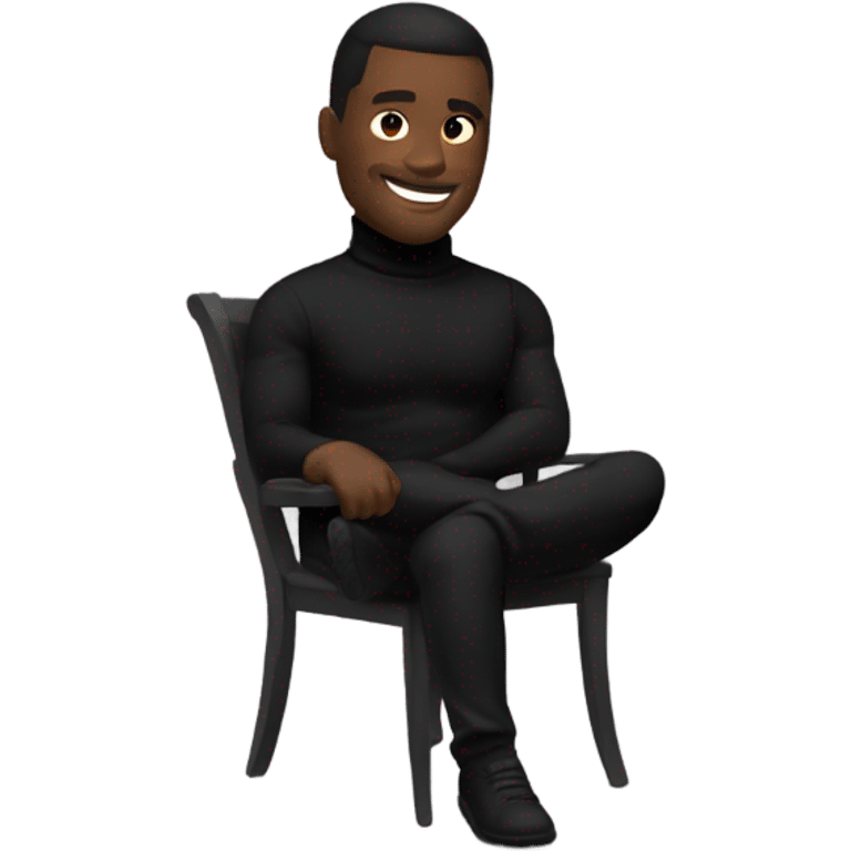 muscle fit black turtleneck shirt sitting in chair emoji