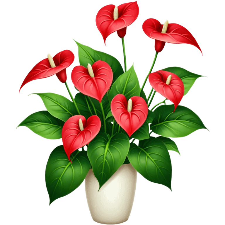 luxuriant, big bouquet Anthurium, stem, leaf emoji