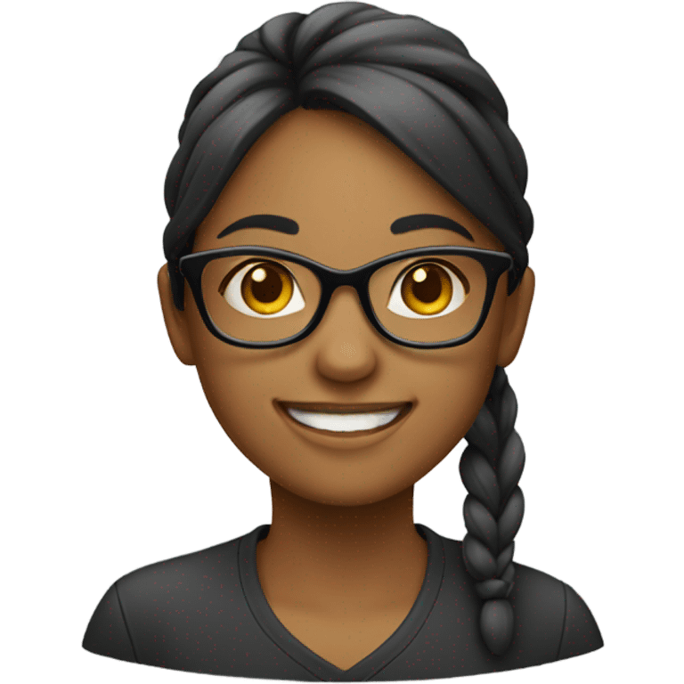 smiling girl with glasses indoors emoji