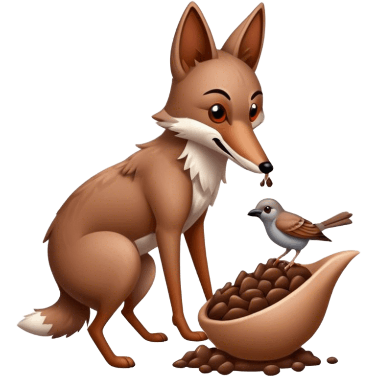 the coyote takes the sparrow in poop emoji