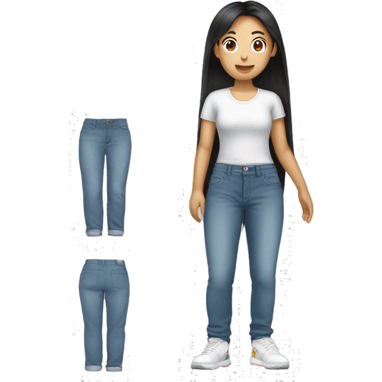 Asian girl wearing baggy jean pants  emoji