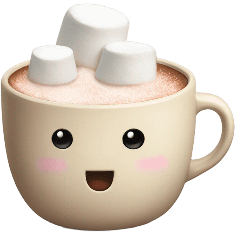 Light beige mug of hot chocolate with marshmallows  emoji