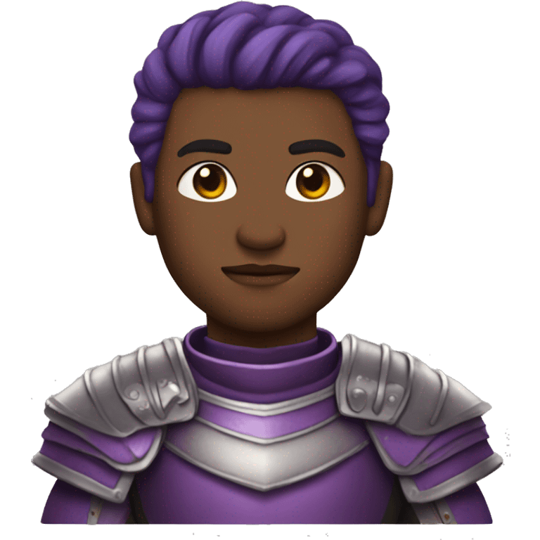 Purple armored warrior. No beard. Brown eyes emoji