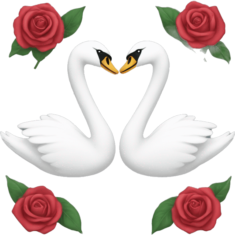 Swans facing each other with a rose in the middle  emoji