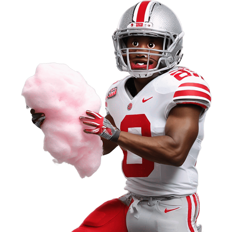 Ohio State football player eating cotton candy emoji