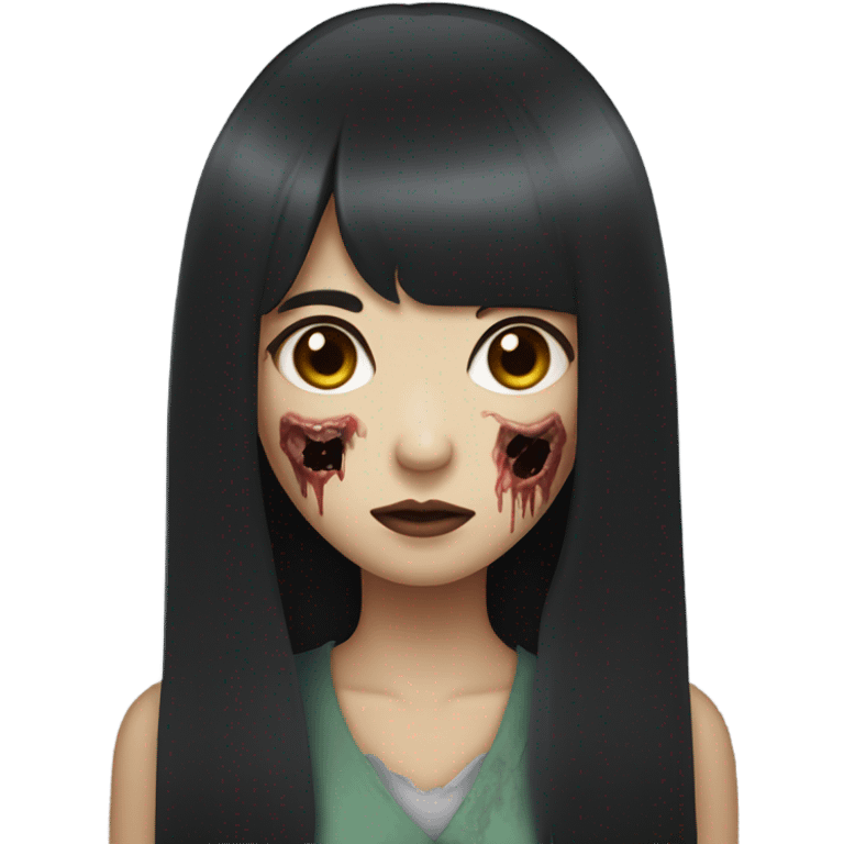 Zombie japanese girl with black hair and bangs emoji