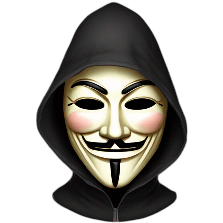 Guy Fawkes mask with black hood emoji