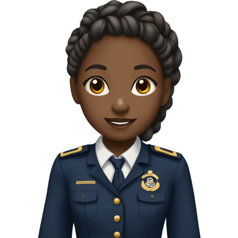 little black girl with braids and a navy uniform shirt and a khaki skirt emoji