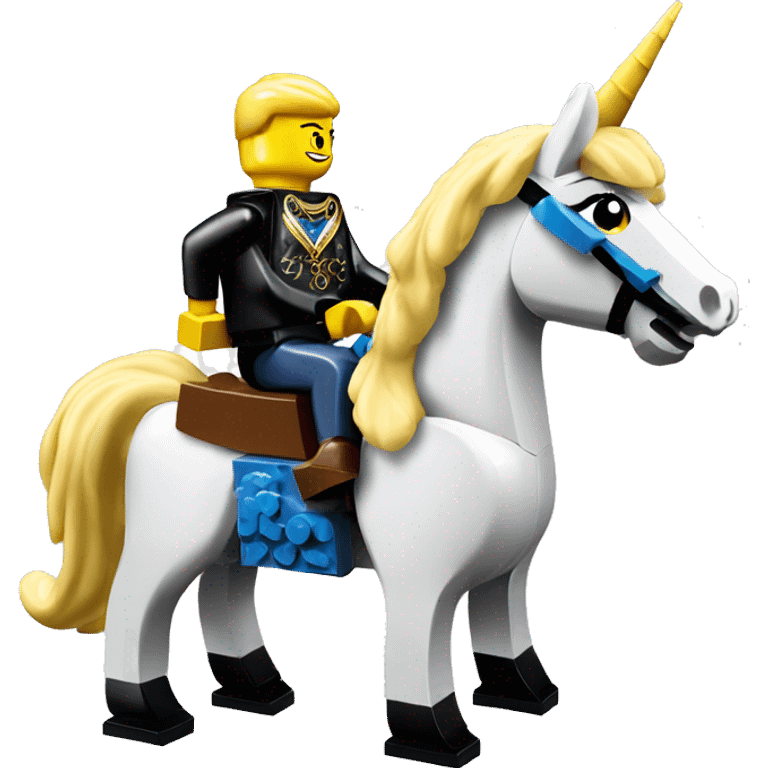 Lego riding unicorn emoji