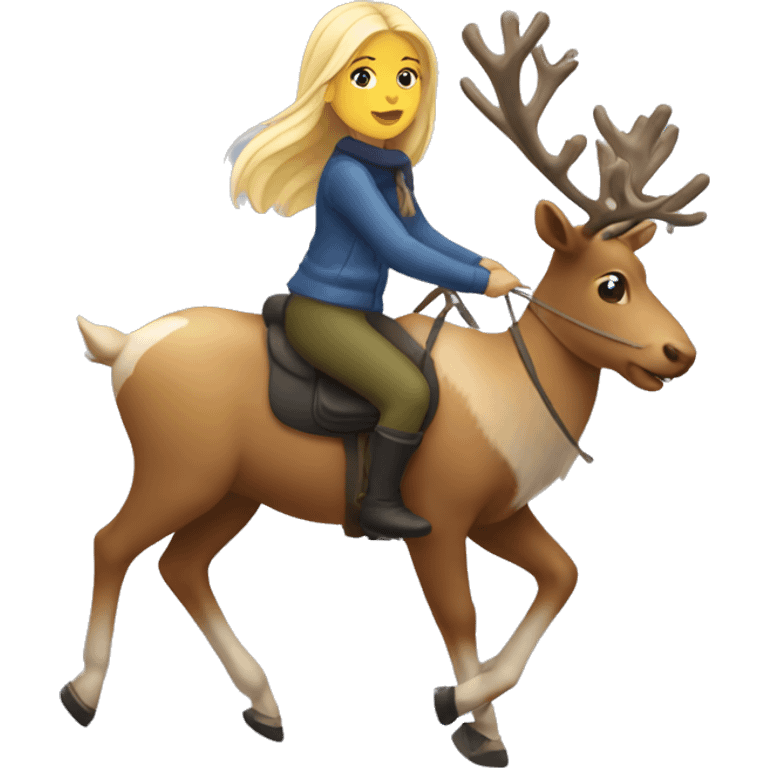 Blonde Girl who is Riding on a reindeer emoji