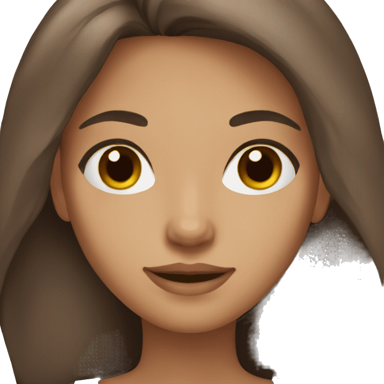 Woman,long brown hair,dark brown eyes, FLESH SKIN COLOR  emoji