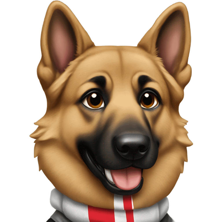 German Shepherd in a Ohio state shirt emoji