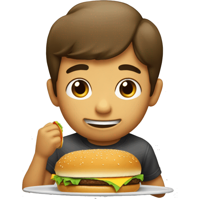 niño comiendo hamburguesa emoji