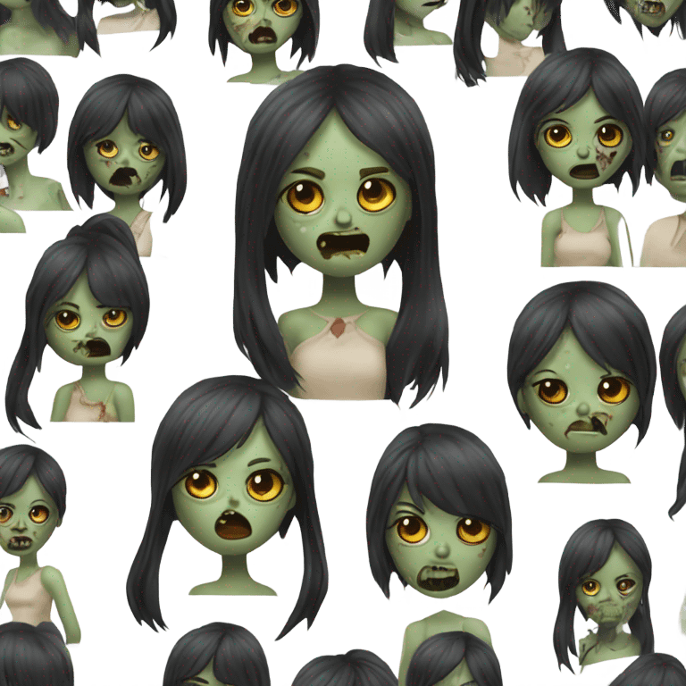 make a zombie women, looking like iphones zombie women’s, but with a long black hair, a very pale skin and bangs on the forehead emoji