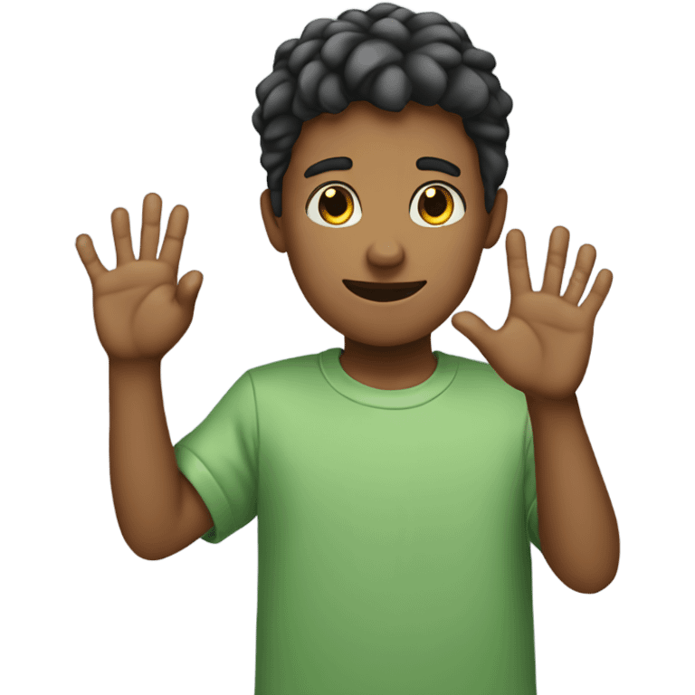 boy holding up 5 fingers on one hand emoji