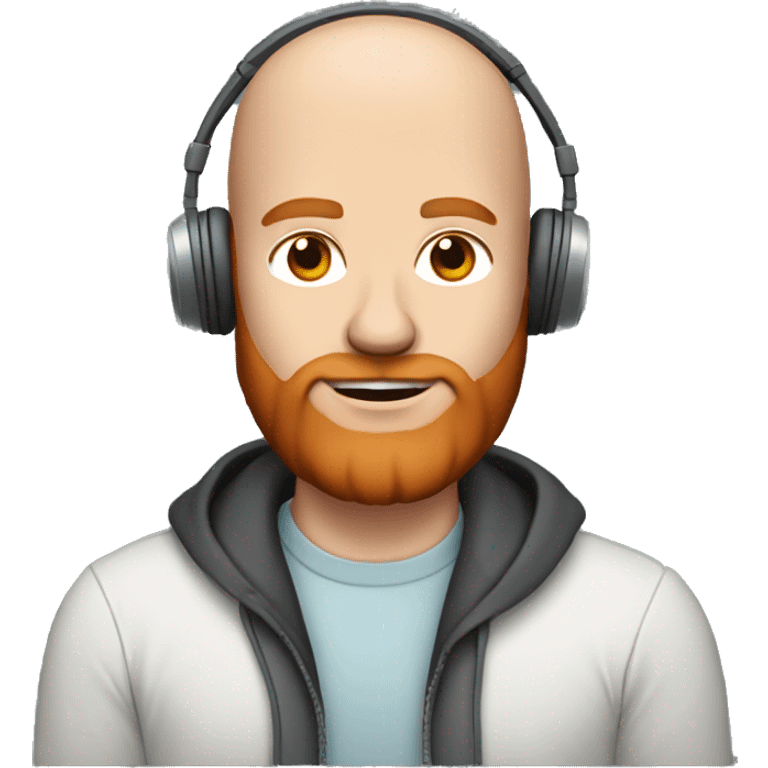 White guy, balding with a red beard 37 years old with headphones on  emoji