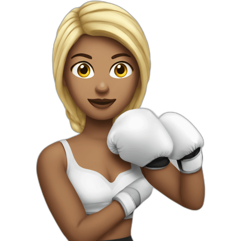 Emoji mujer branca con guantes de boxeo emoji