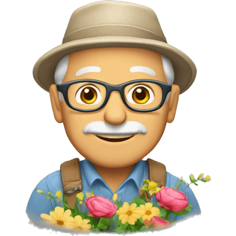 retired gardener with flowers emoji