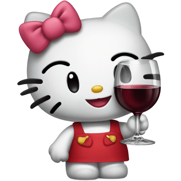 Hello Kitty drinking red wine emoji