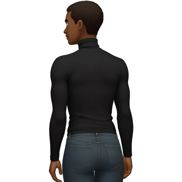 muscle fit black turtleneck shirt front and back emoji